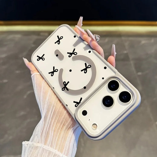 Cute Bow Pattern Clear MagSafe Case for iPhone