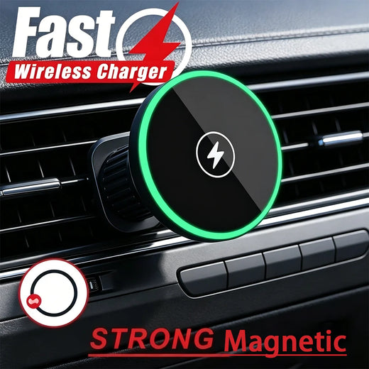 🥇 Premium Magnetic Wireless Car Charger – Carbon Edition