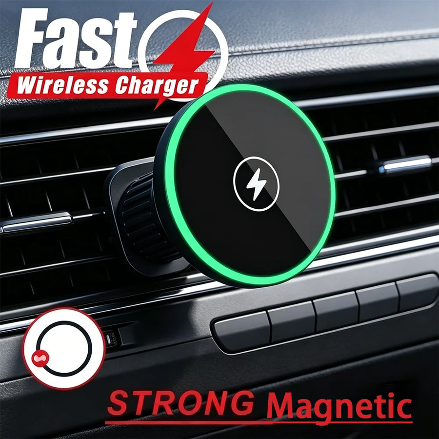 🥇 Premium Magnetic Wireless Car Charger – Carbon Edition